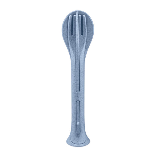 Koziol Besteck-Set 3-teilig Klikk Pocket, Besteckset, To Go Besteck, Thermoplastischer Kunststoff, Organic Blue, 4036671