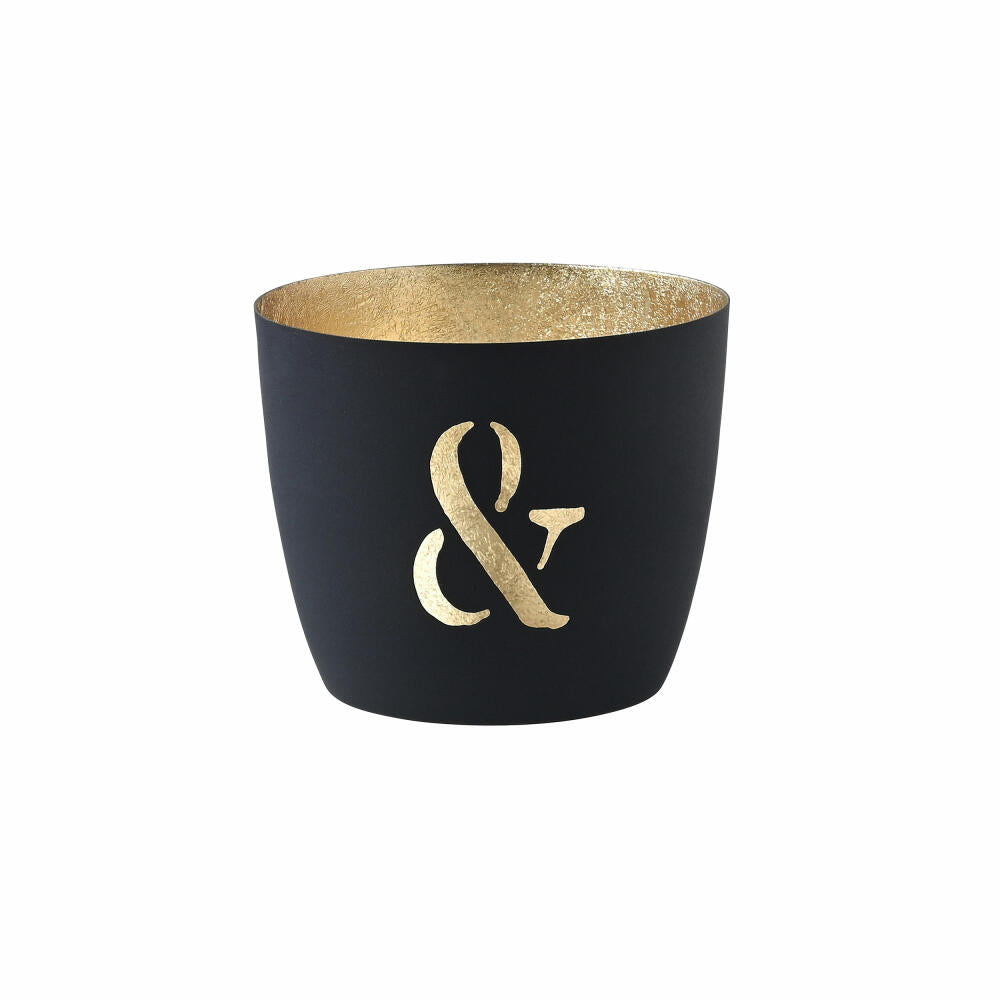 Gift Company Lantern Madras &amp; M, Tealight Holder, Candle Holder, Iron, Dark Blue, Gold, 8.5 cm, 1055204002