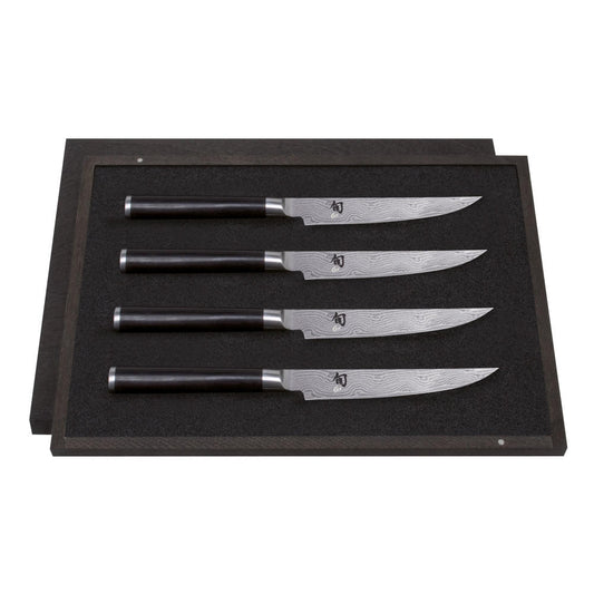 Kai Shun Classic Steakmesser-Set, 4er Set, Messer, Fleischmesser, Grillmesser, Damastmesser, 12 cm, DMS-400