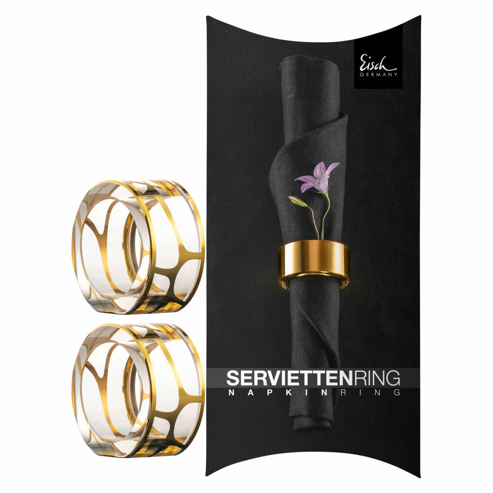 Eisch Serviettenring 2er Set Stargate, Serviettenhalter, Glas, Gold, 50 mm, 77290506