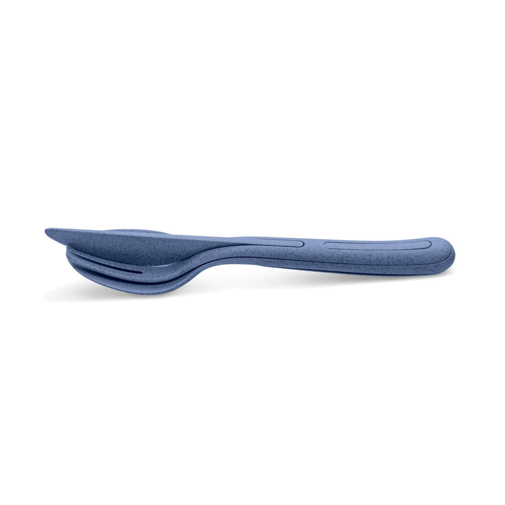 Koziol Besteck-Set 3-teilig Klikk, Messer, Gabel, Löffel, Besteckset, Thermoplastischer Kunststoff, Organic Blue, 4003671