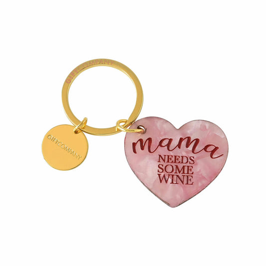 Gift Company Keyring Heart Mama needs some wine, Key Club by GC, Pendant, Acrylic, Pink, 7.8 cm, 1051101012