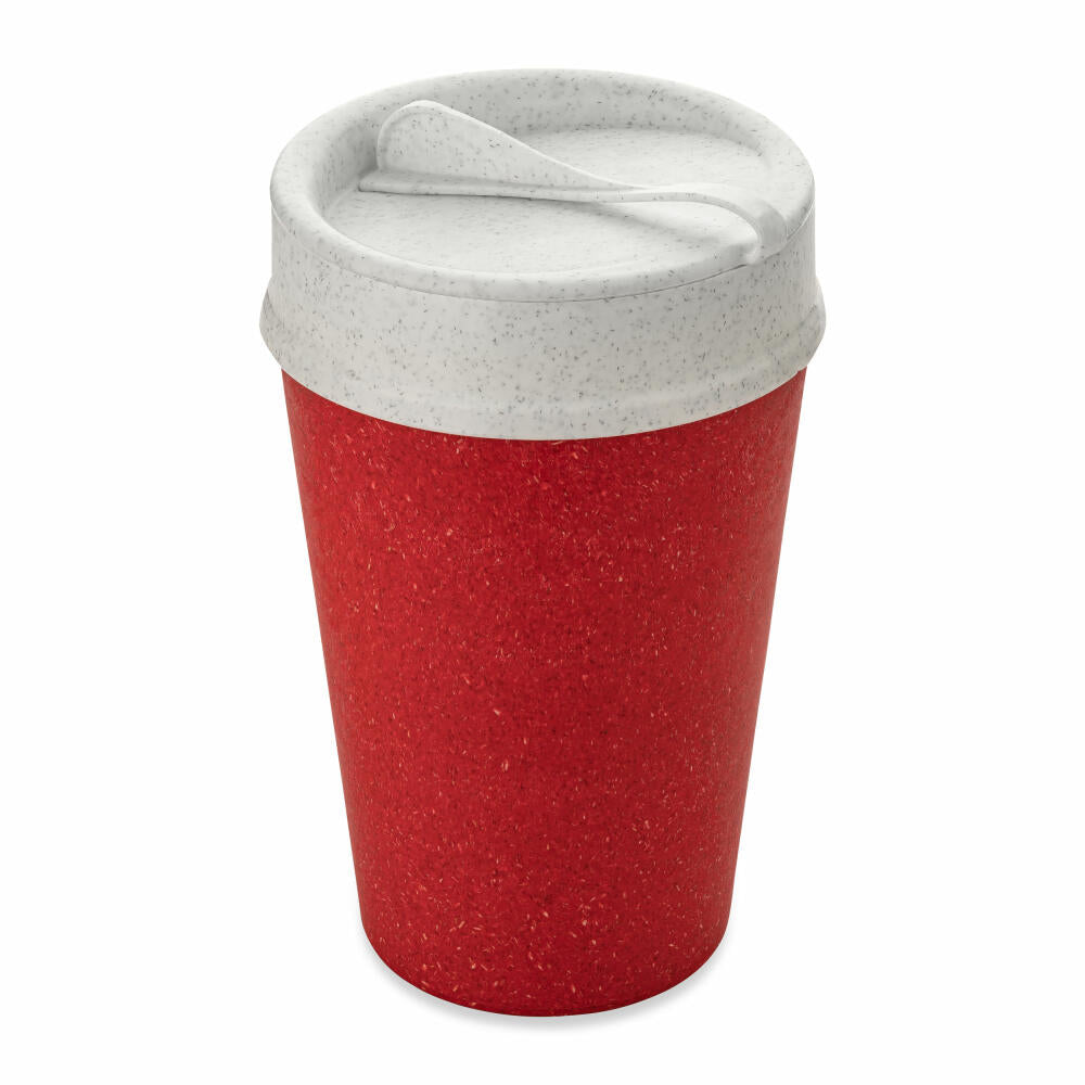 Koziol Thermo Mug Iso To Go, Insulated Mug, Plastic-Wood Mix, Organic Red, 400 ml, 7001676