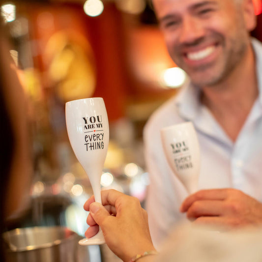 Koziol champagne glass Cheers No. 1 You Are My Everything, plastic, Cotton White, 100 ml, 3917525