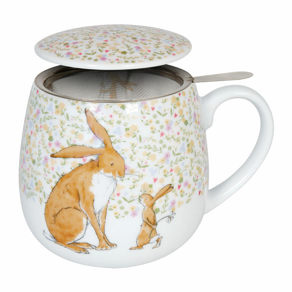 Könitz Becher mit Sieb und Deckel Guess how much I love you, Teebecher, Porzellan, Bunt, 420 ml, 11 5 143 2447