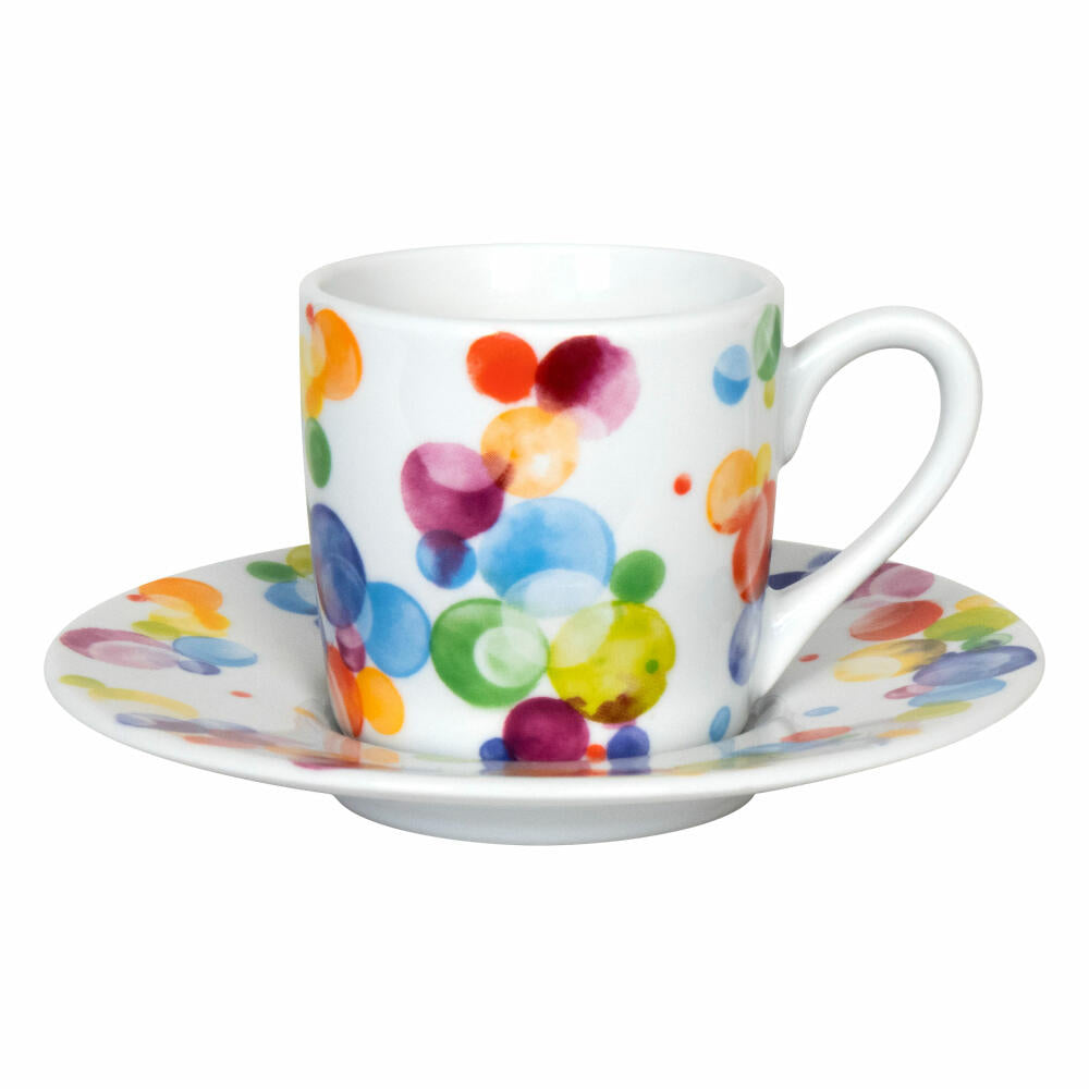 Könitz Espresso Tasse Colourful Cast Bubbles, Espressotasse, Tasse mit Untertasse, Porzellan, Bunt, 85 ml, 11 5 053 2708