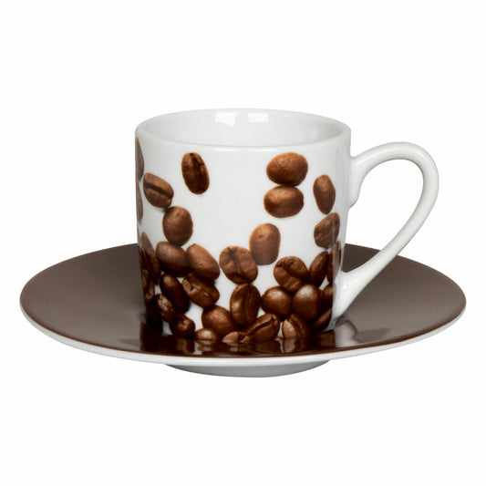 Könitz Espresso Tasse Coffee Beans, Espressotasse, Tasse mit Untertasse, Porzellan, Bunt, 85 ml, 11 5 053 2713