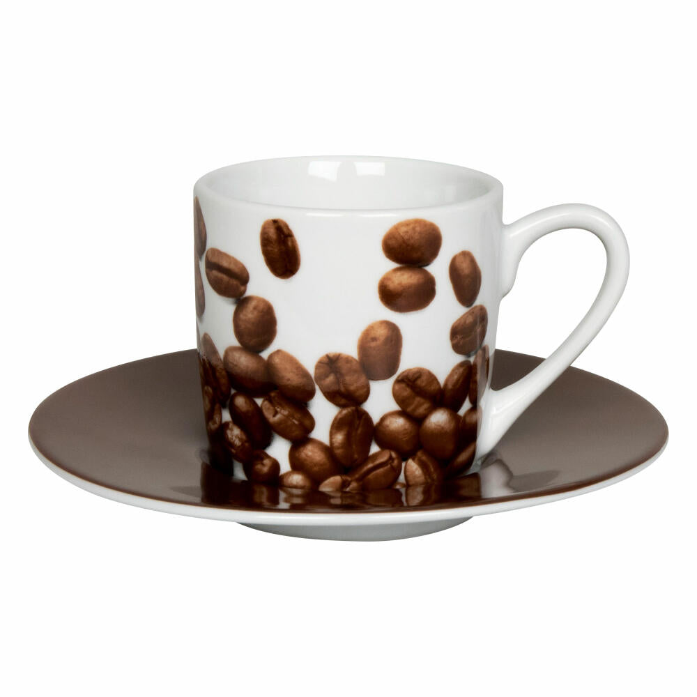 Könitz Espresso Cup Coffee Beans, Espresso Cup, Cup with Saucer, Porcelain, Colorful, 85 ml, 11 5 053 2713