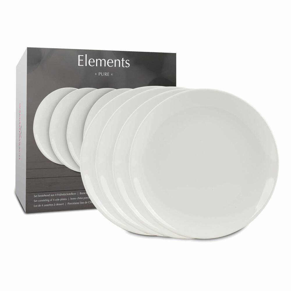 Waechtersbach Teller 4er Set im Geschenkkarton Elements - Pure, Tellerset, Essteller, New Bone China, weiß, 19 cm, 41 5 973 7000