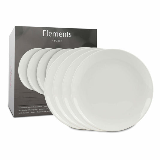 Waechtersbach Teller 4er Set im Geschenkkarton Elements - Pure, Tellerset, Essteller, New Bone China, weiß, 19 cm, 41 5 973 7000