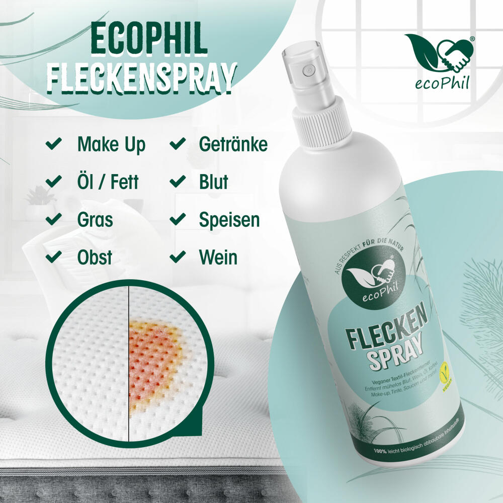 ecoPhil Fleckenspray, Textil-Fleckenentferner mit Sofortwirkung zum Aufsprühen, 500 ml
