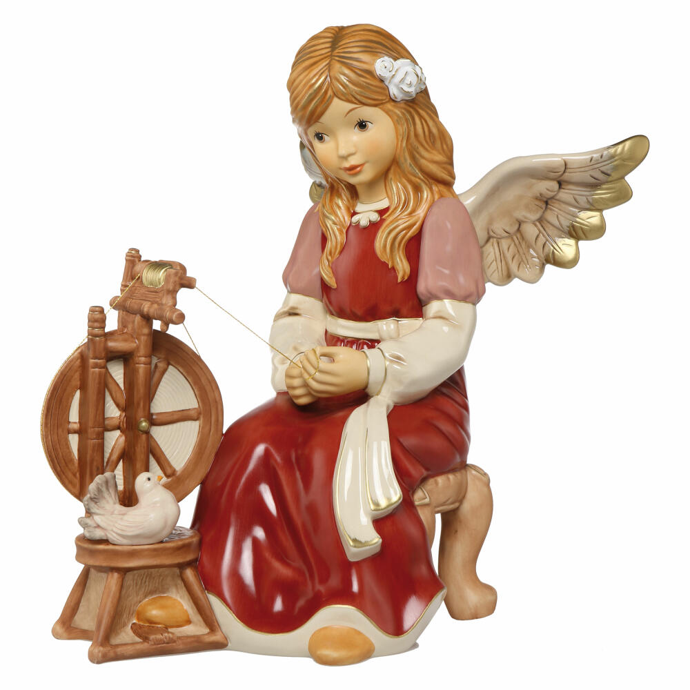 Goebel Engel Märchenhaftes Spinnrad, Dekofigur, Himmelsboten, Steingut, Bordeaux, 36.5 cm, 41656291